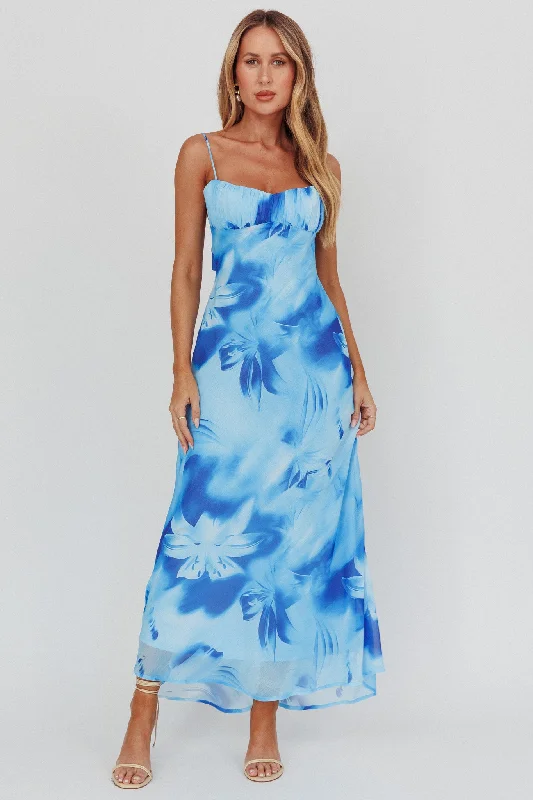 Online Boutiques Best Nerida Low Back Twist Maxi Dress Lily Blue