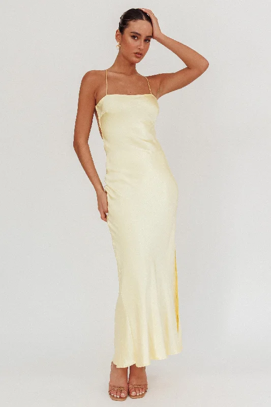 Sale Event, Prices Rock Dolce Life Backless Satin Maxi Dress Butter