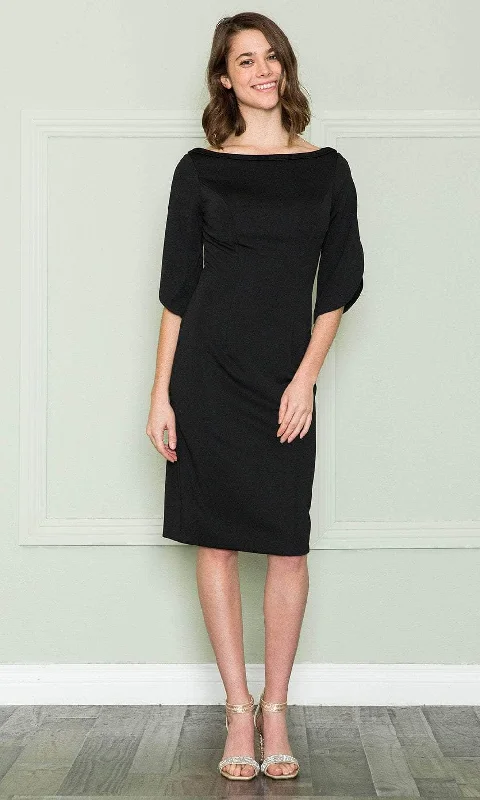 You'Ll Love Us Because Poly USA 8772 - Quarter Sleeves Jersey Knee-Length Dress