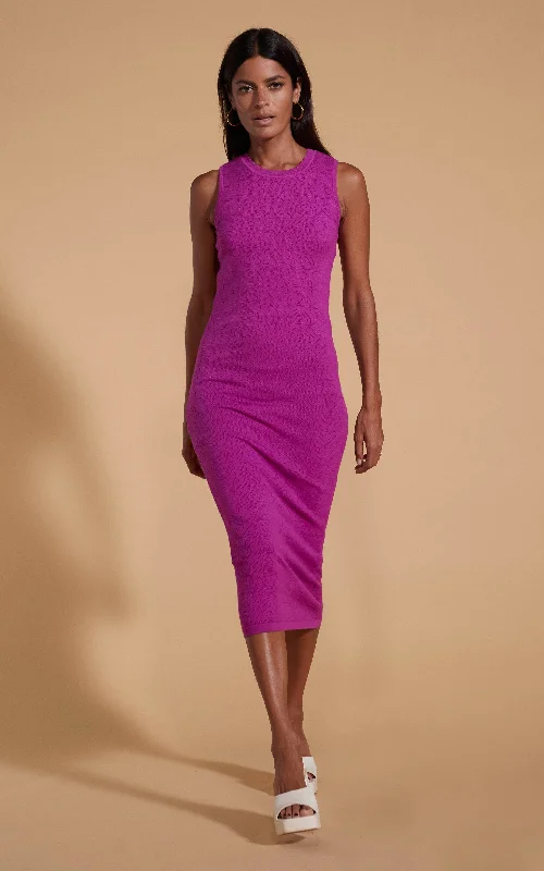 Hot Trends Cleo Pointelle Midi Dress in Purple