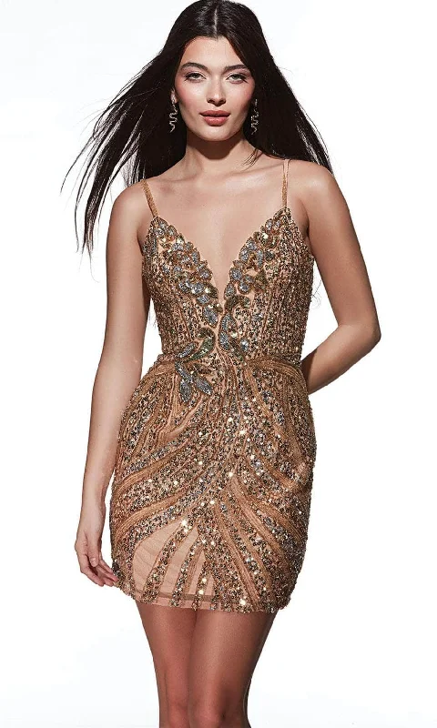 Fashion Forward Alyce Paris 4879 - Plunging V-Neck Hand Beaded Cocktail Dress