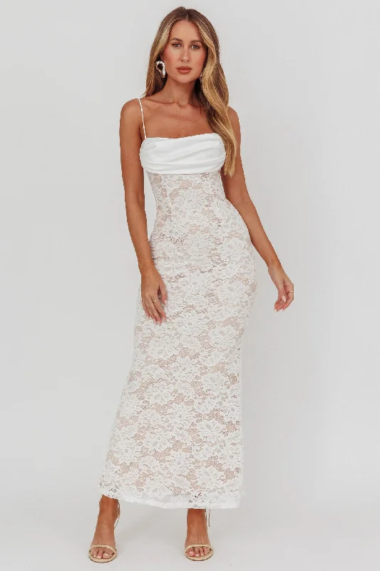 Flash Sales This Week Melting Lace Maxi Dress White