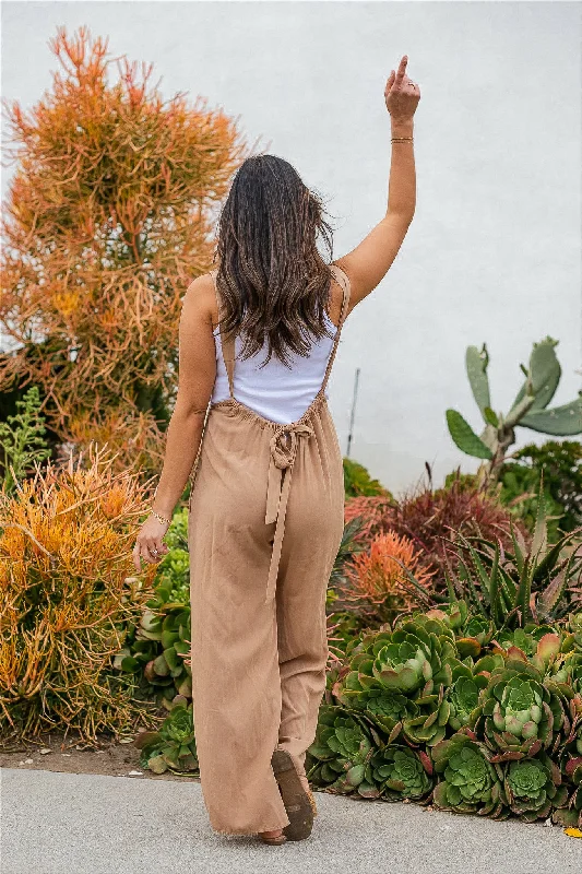 Exclusive Discount She's Sorted Suspender Overalls - Tan