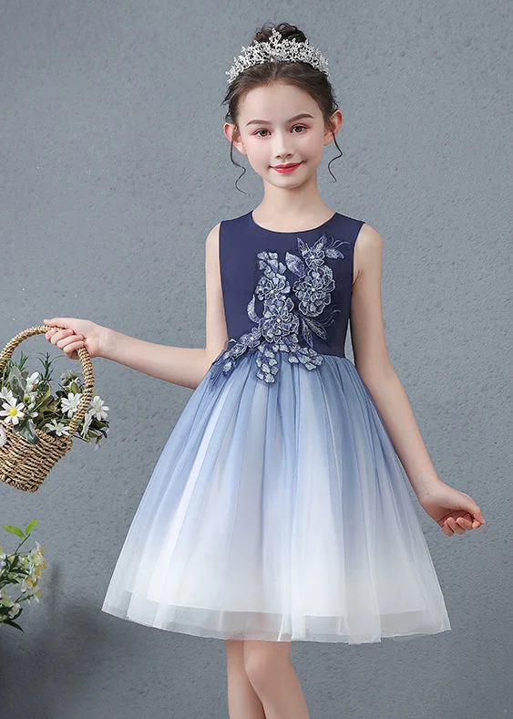 Modern Women's Wardrobe Essentials Lovely Navy Jacquard Slim Fit Tulle Baby Girls Dress Summer