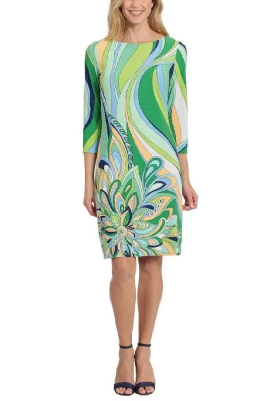 Redefining Women's Style London Times T6769M - Printed Quarter Sleeve Cocktail Dress