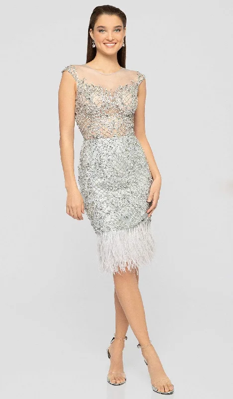 Stylish Dresses for Women Terani Couture - 1911C9024 Embellished Illusion Jewel Feathered Dress