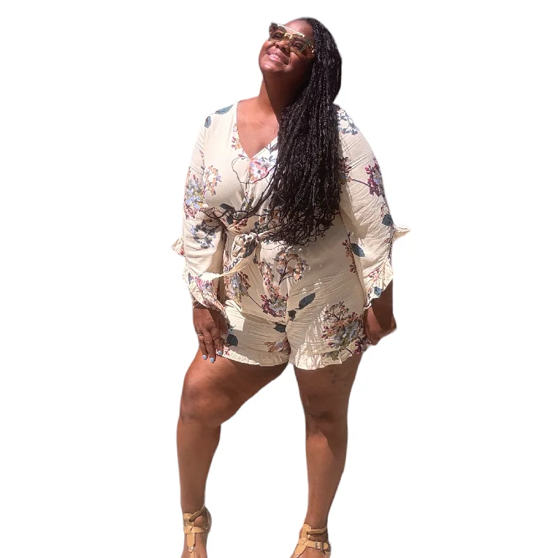 Evening Elegance Playful Floral Plus Size Romper