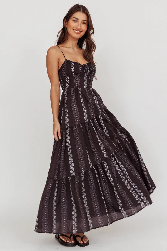 Season Offer Doe Tied Bust Maxi Dress Black