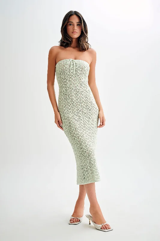 Casual Fashion for Women Delia Strapless Knit Midi Dress - Pastel Green