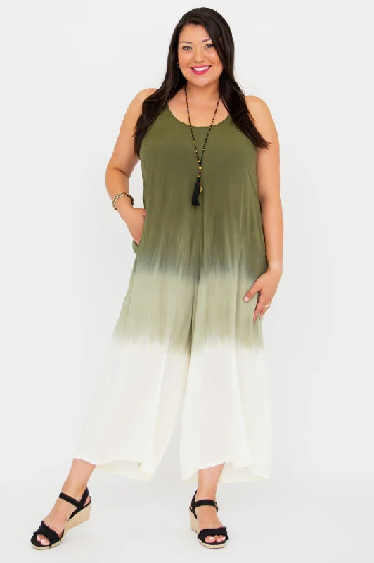 Clearance Event Ender Jumpsuit, Green Dip-Dye