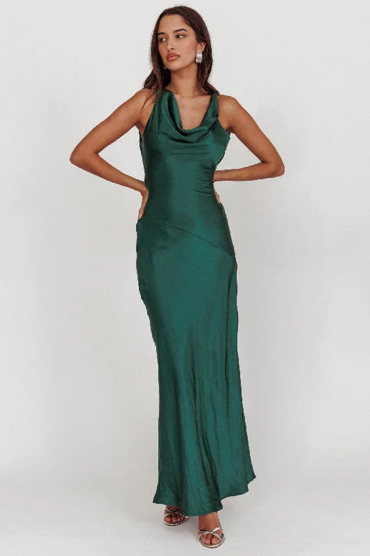 Discount Store Cassiopeia Open Back Maxi Dress Forest Green