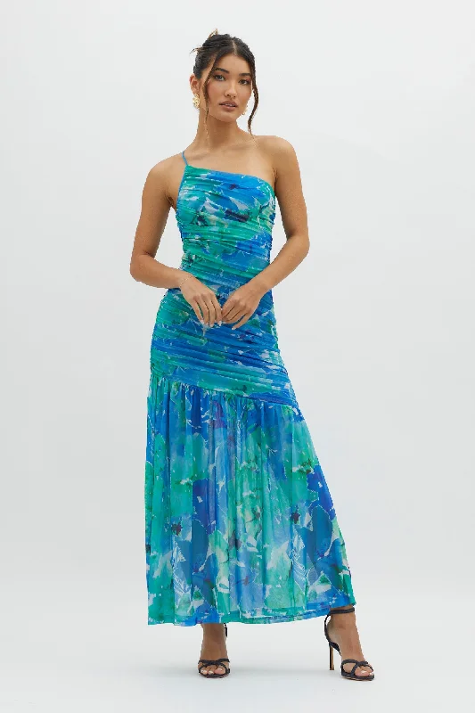 Sales Clothes Golden Sun One-Shoulder Ruched Maxi Dress Green