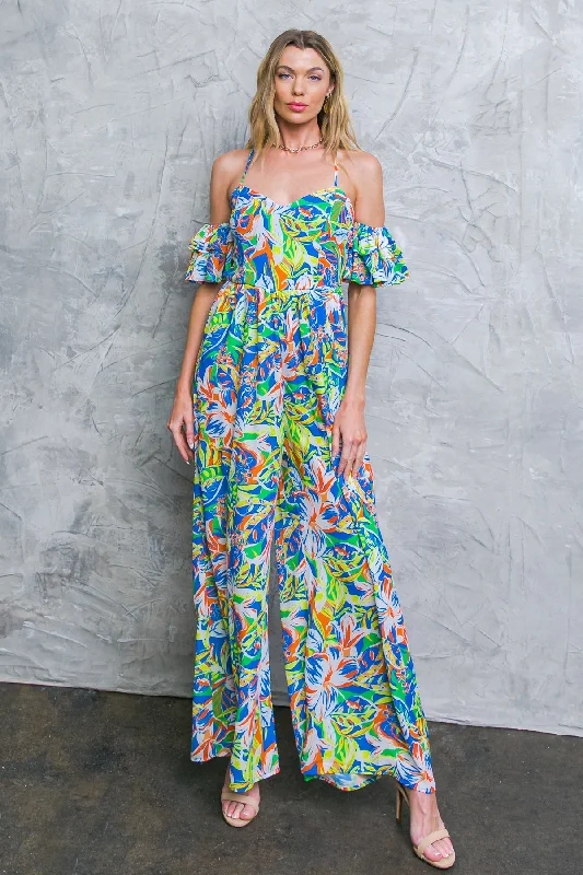 Effortless Chic Apparel UNSEEN BEAUTY FLORAL WOVEN JUMPSUIT