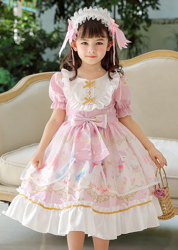 Fresh Styles, Fresh Deals Lovely Pink Ruffled Patchwork Bow Chiffon Baby Girls Maxi Dress Summer