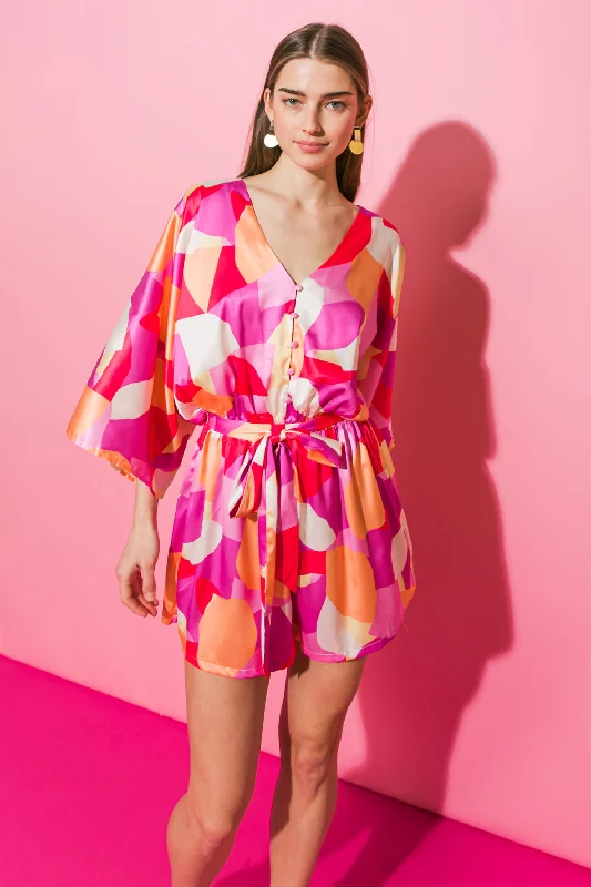 Women's Evening Wear OUT IN THE MIDDLE SATIN ROMPER