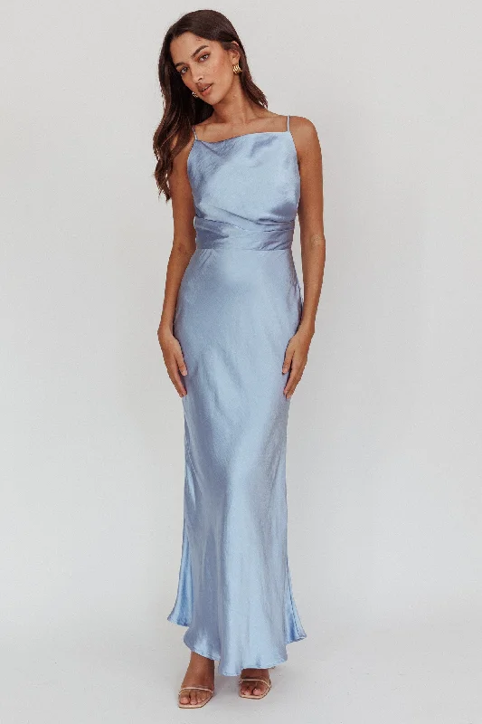 Limited Time Offer Laila Boat Neck Maxi Dress Stone Blue