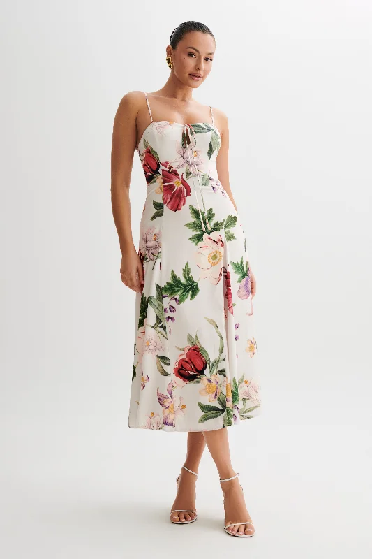 Big Sale Event Luciana Satin Midi Dress - Bella Rosa Print