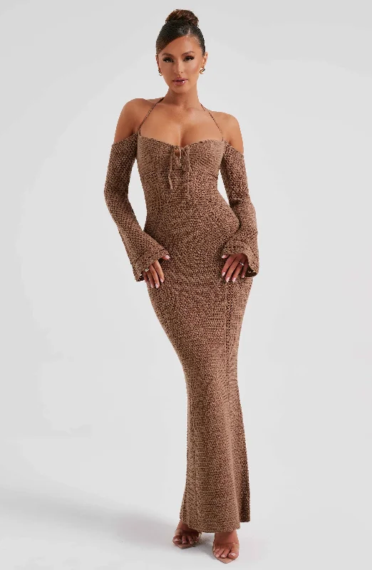 Premium Quality Garments Samariah Maxi Dress - Chocolate