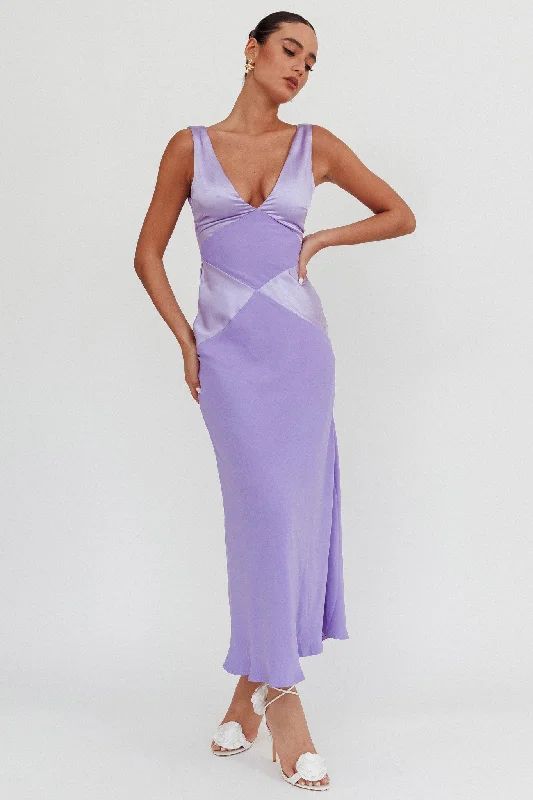 Trendsetter's Closet Soul Fire V-Neck Maxi Dress Lilac