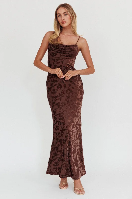 Women's Clothing Online Well Versed Burnout Velvet Maxi Dress Chocolate