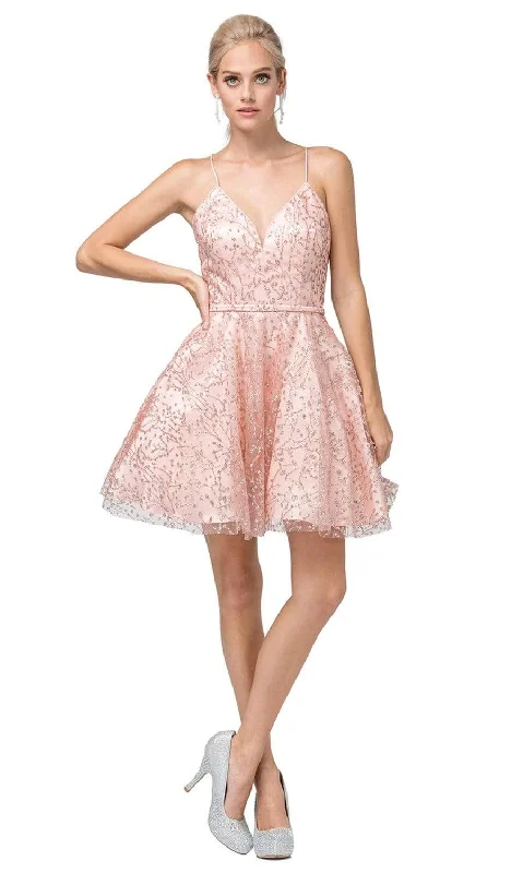 Fashion Sale Dancing Queen - 3154 Trailing Glitter Motif A-Line Dress