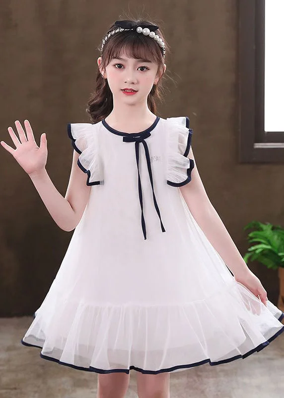 Fashion For Every Occasion Beautiful White Puff Sleeve Tulle Baby Girls Dress Summer