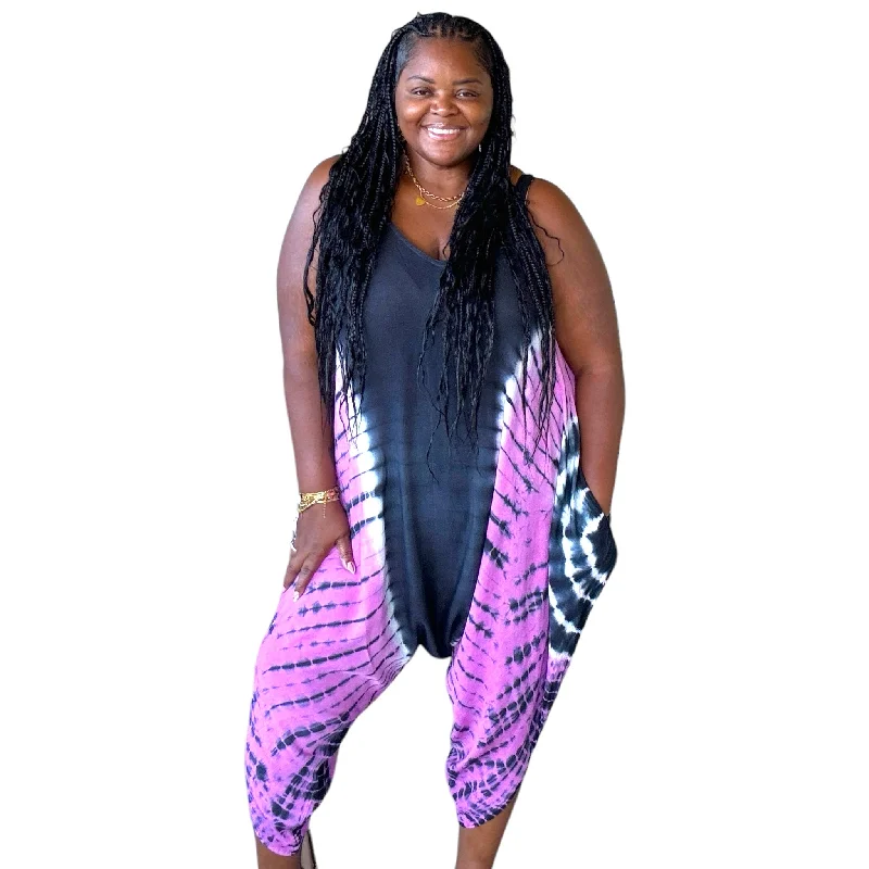 Exclusive Sale Women's Plus Size Tie Dye Jumpsuit With Pockets