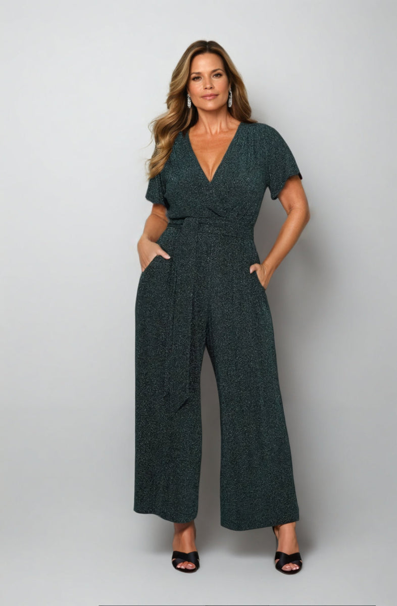 Women Clothes Helena Cap Sleeve Jumpsuit Emerald