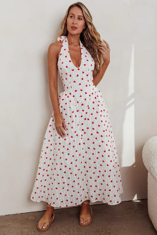 Trendy Boutiques Online El Corazon Halterneck Dress Heart Print