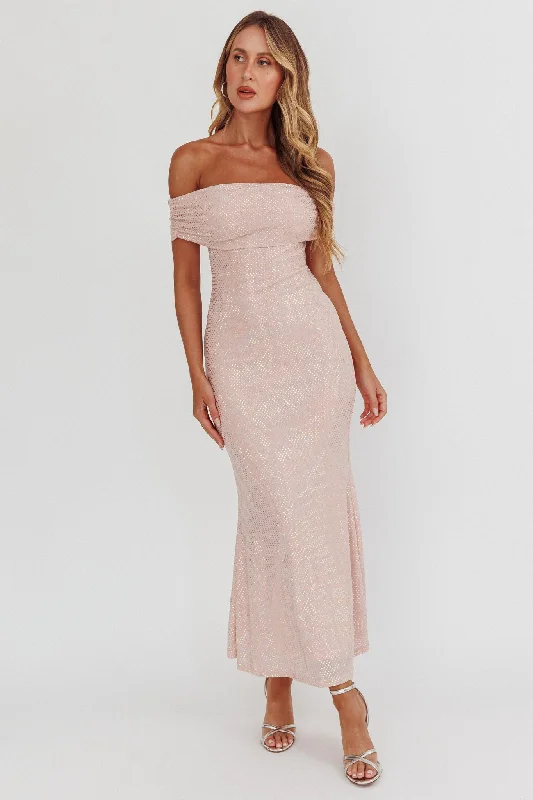 Stupidly Low Prices Kailey Off-Shoulder Maxi Dress Spangle Blush