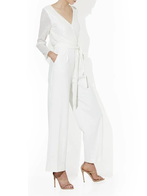 Huge Discounts This Week Bogart Ivory Sequin Jumpsuit