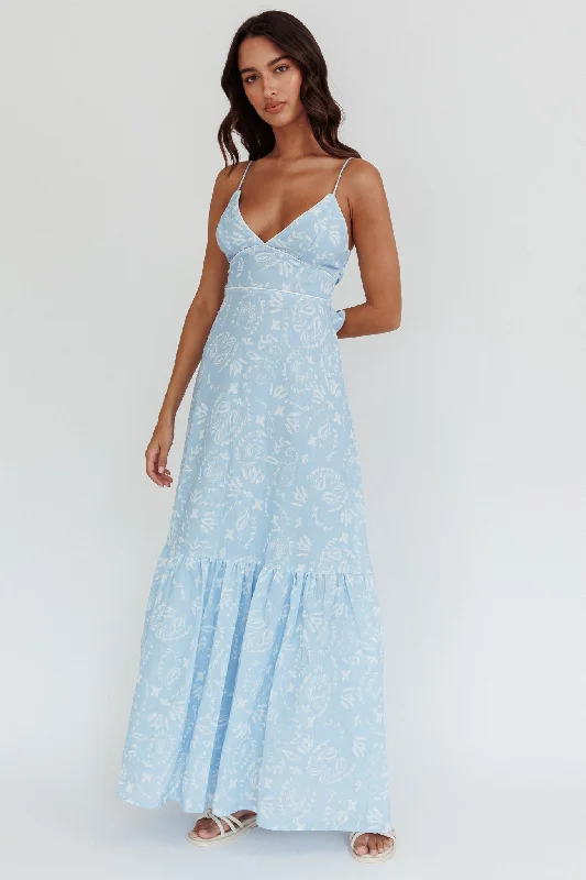 Trendsetter's Closet Later Days Cami Strap Maxi Dress Paisley Blue