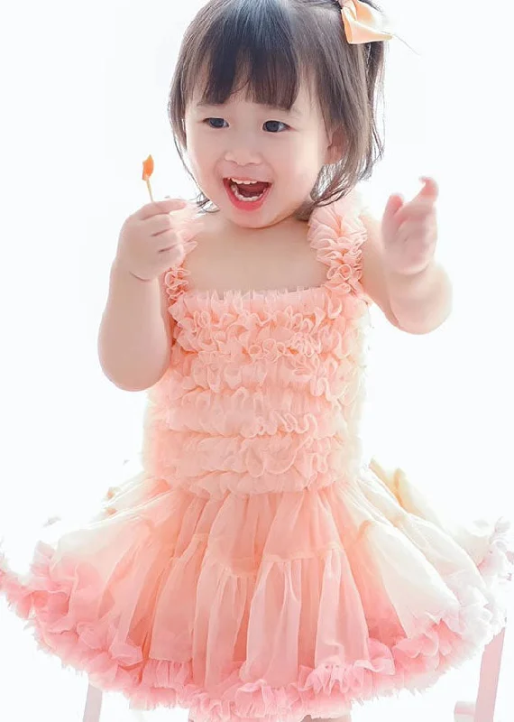 Modern Women's Apparel Cute Pink Ruffles Layered Patchwork Tulle Baby Girls Princess Dress Summer