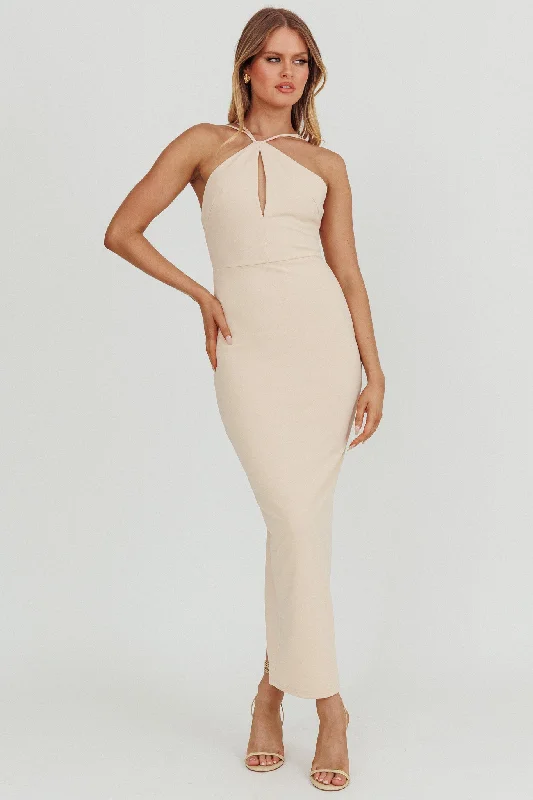 Sales For Clothes Feels Good Backless Bodycon Maxi Dress Cream