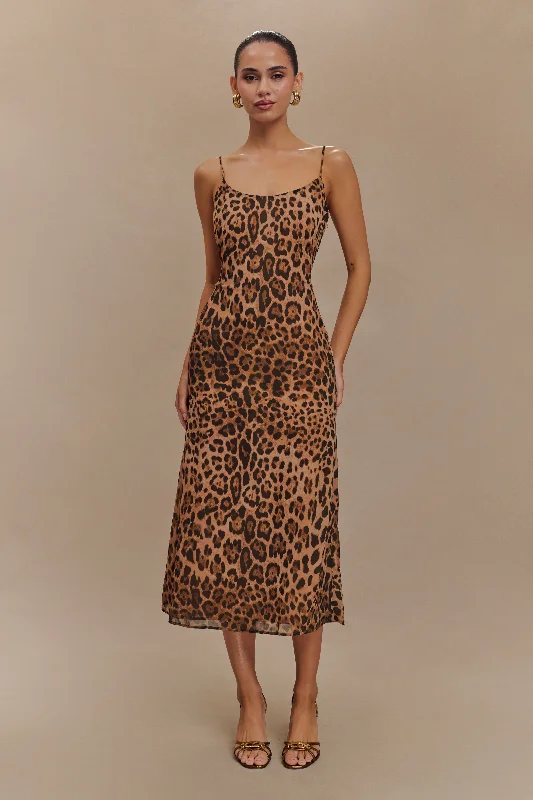 Sale On Clothing Leanne Chiffon Midi Dress - Leopard Print