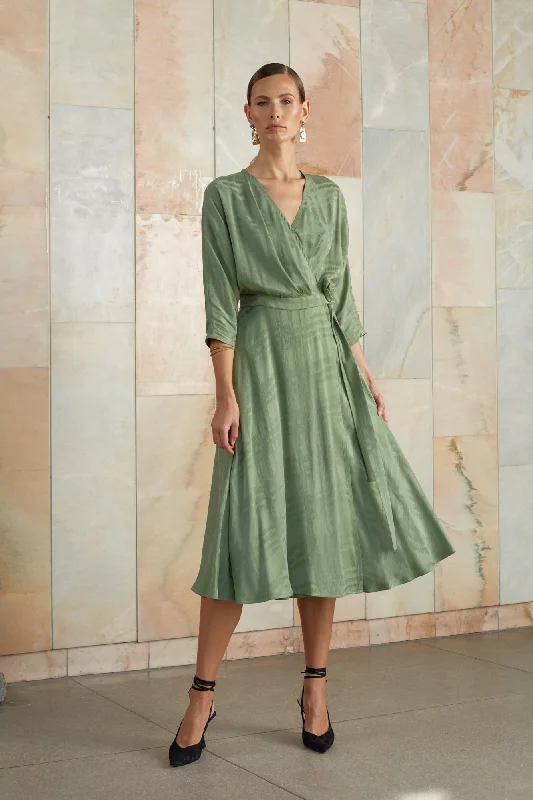 Unbeatable Prices CLEO sage green midi wrap dress