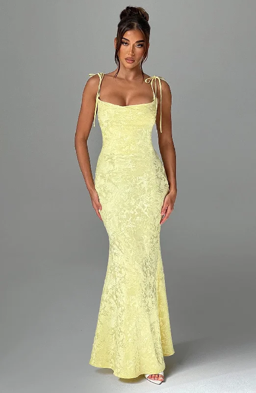 Trendy Outfits For Ladies Whitney Maxi Dress - Lemon