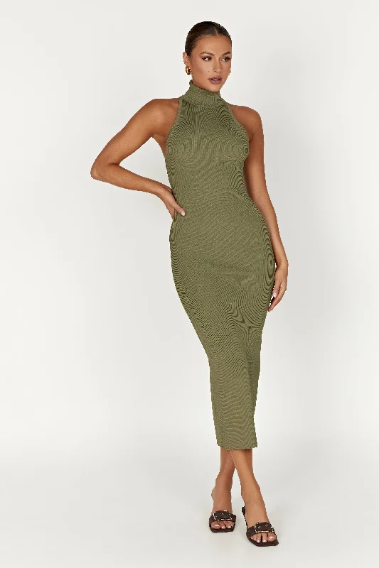 Casual Chic for Women Connie Turtleneck Knit Midi Dress - Olive