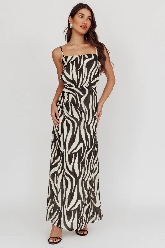 Special Offer For You Pristine Zebra Print Maxi Dress Black