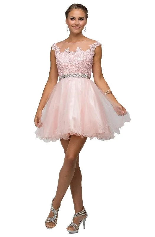 Online Impressions Boutique Dancing Queen - 9489 Lace Applique A-line Cocktail Dress