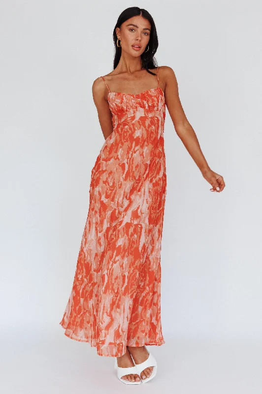 Latest Fashion for Women Nerida Twist Back Maxi Dress Swirl Orange