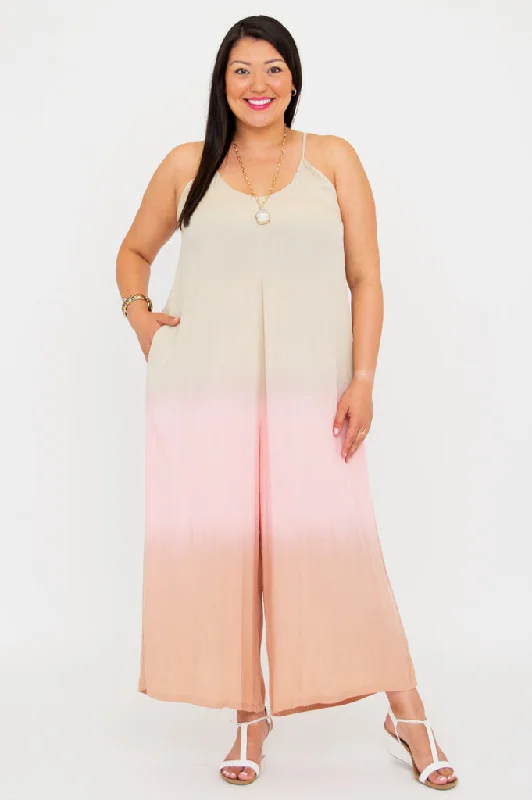 Elevate Your Wardrobe Ender Jumpsuit, Tan Dip-Dye