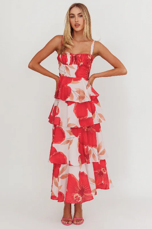 Browse Our Top Products Provence Bloom Tiered Ruffle Floral Maxi Dress Blush