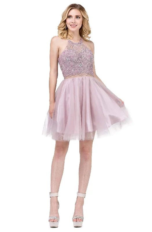 New Arrival Discounts Dancing Queen - 3087 Embellished Halter A-Line Cocktail Dress