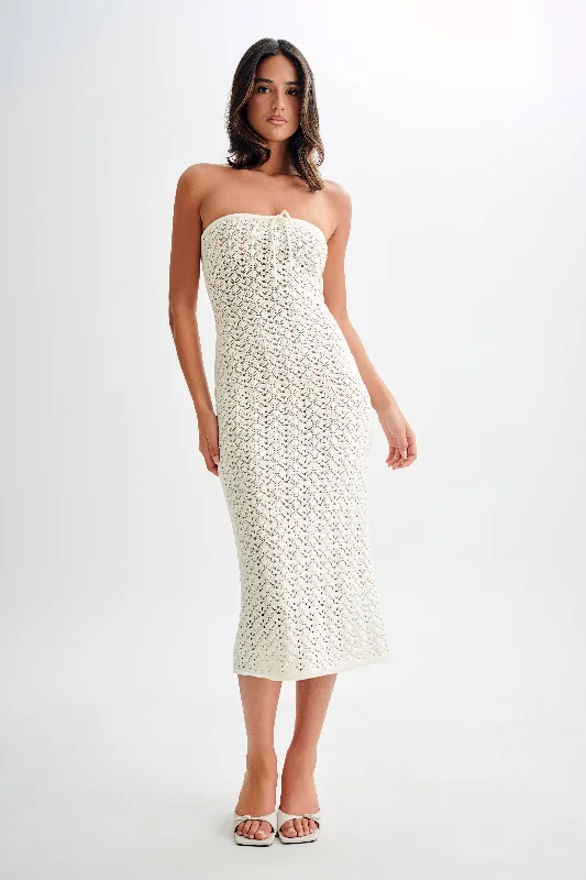 Casual Fashion Trends for Women Delia Strapless Knit Midi Dress - Ivory