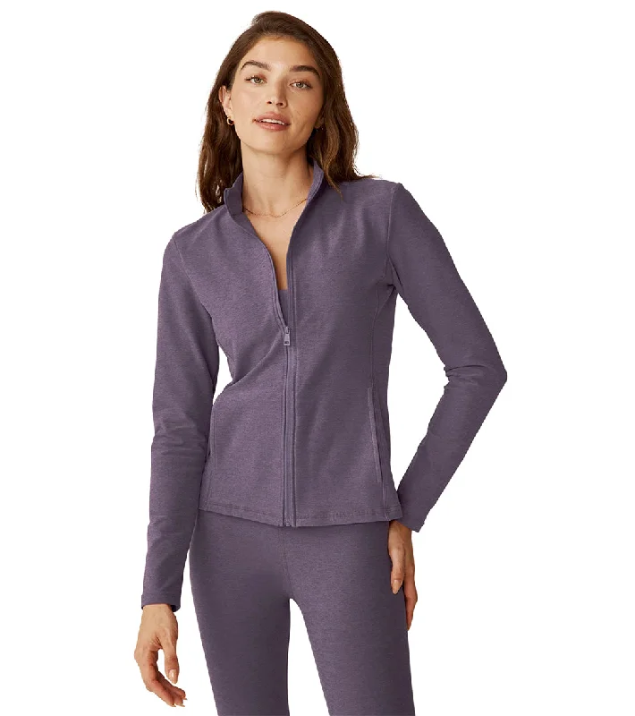 Vibrant Femme Fashion Beyond Yoga Spacedye On The Go Mock Neck Jacket Purple Haze Heather