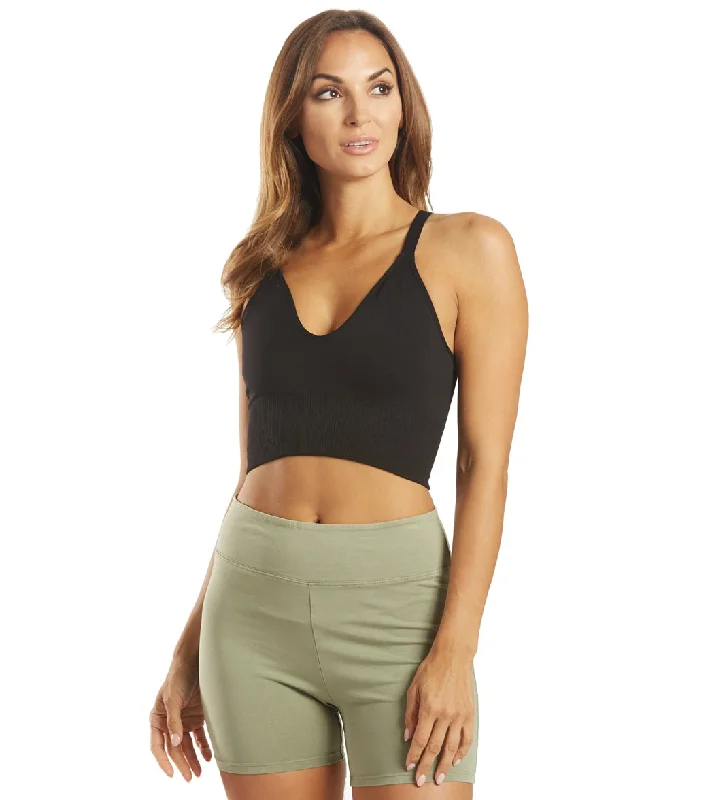 Urban Femme Streetwear Free People Movement Good Karma Crop Yoga Top Black