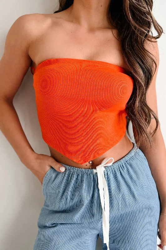 Casual Women's Clothing Online I Won't Compromise Ribbed Bandana Tube Top (Tangelo)