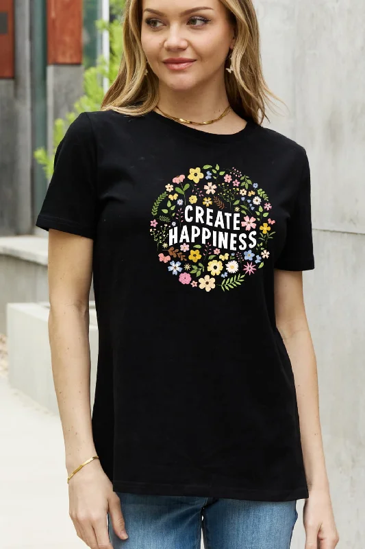 Fashion-forward Women's Clothing Simply Love Full Size CREATE HAPPINESS Graphic Cotton Tee