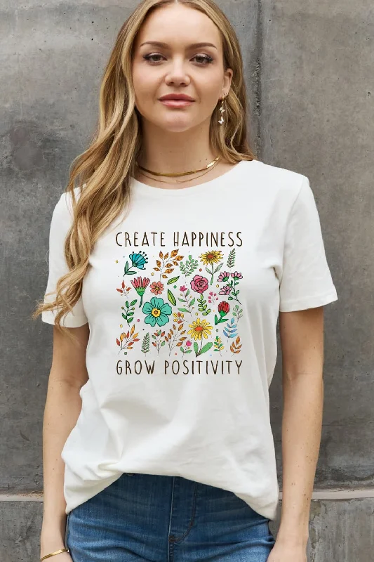 Trendy Women's Wear Simply Love Full Size CREATE HAPPINESS GROW POSITIVITY Graphic Cotton Tee